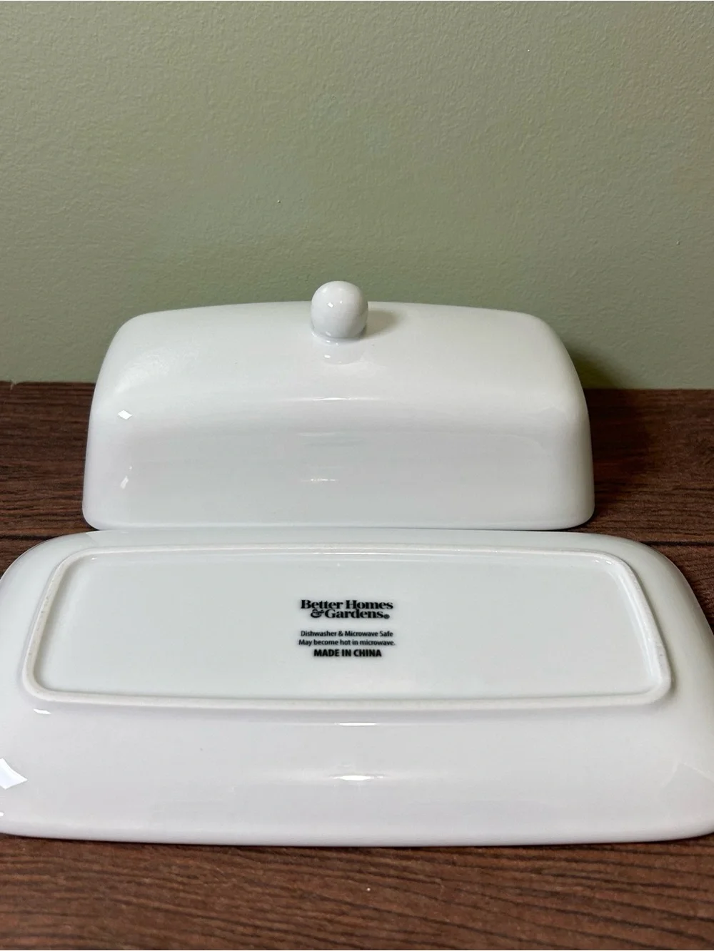 Better Homes and Gardens White Porcelain Covered Butter Dish Perfect Condition